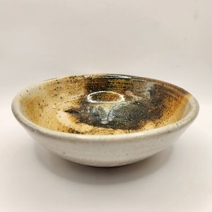 Glazed Art Pottery Small Bowl Neutral Earth Tones, 6.5" Diameter